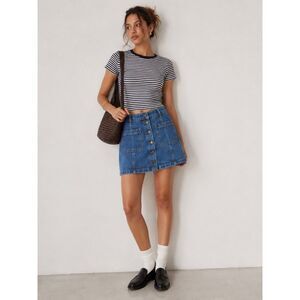 H&M Divided Denim Button-Front Moto Mini Skirt - 6
